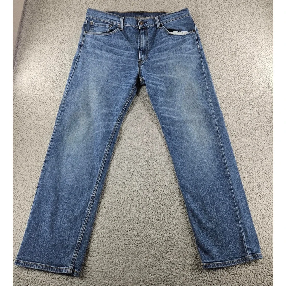 Levis 505 Jeans Mens 38x32 Blue Regular Fit Straight Leg Cotton Denim